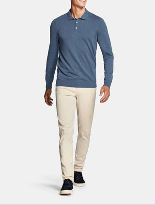 Mens Blue Long Sleeve Polo Jumper