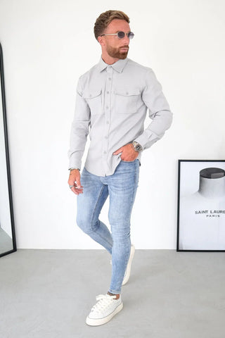 Men’s Lightweight Grey Premium Overshirt - Urban Londonn Ltd