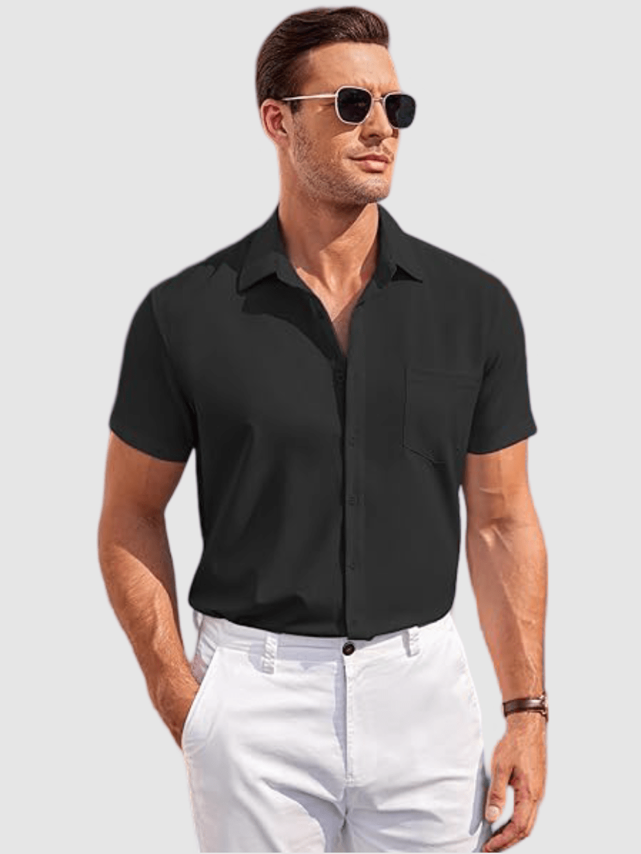 Mens Linen Shirt In Black - Urban Londonn Ltd