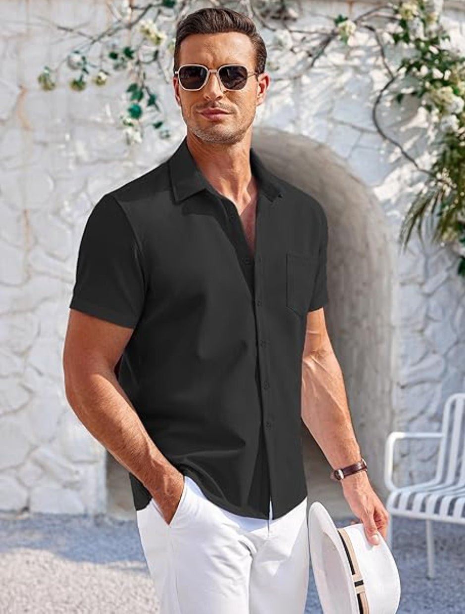 Mens Linen Shirt In Black - Urban Londonn Ltd