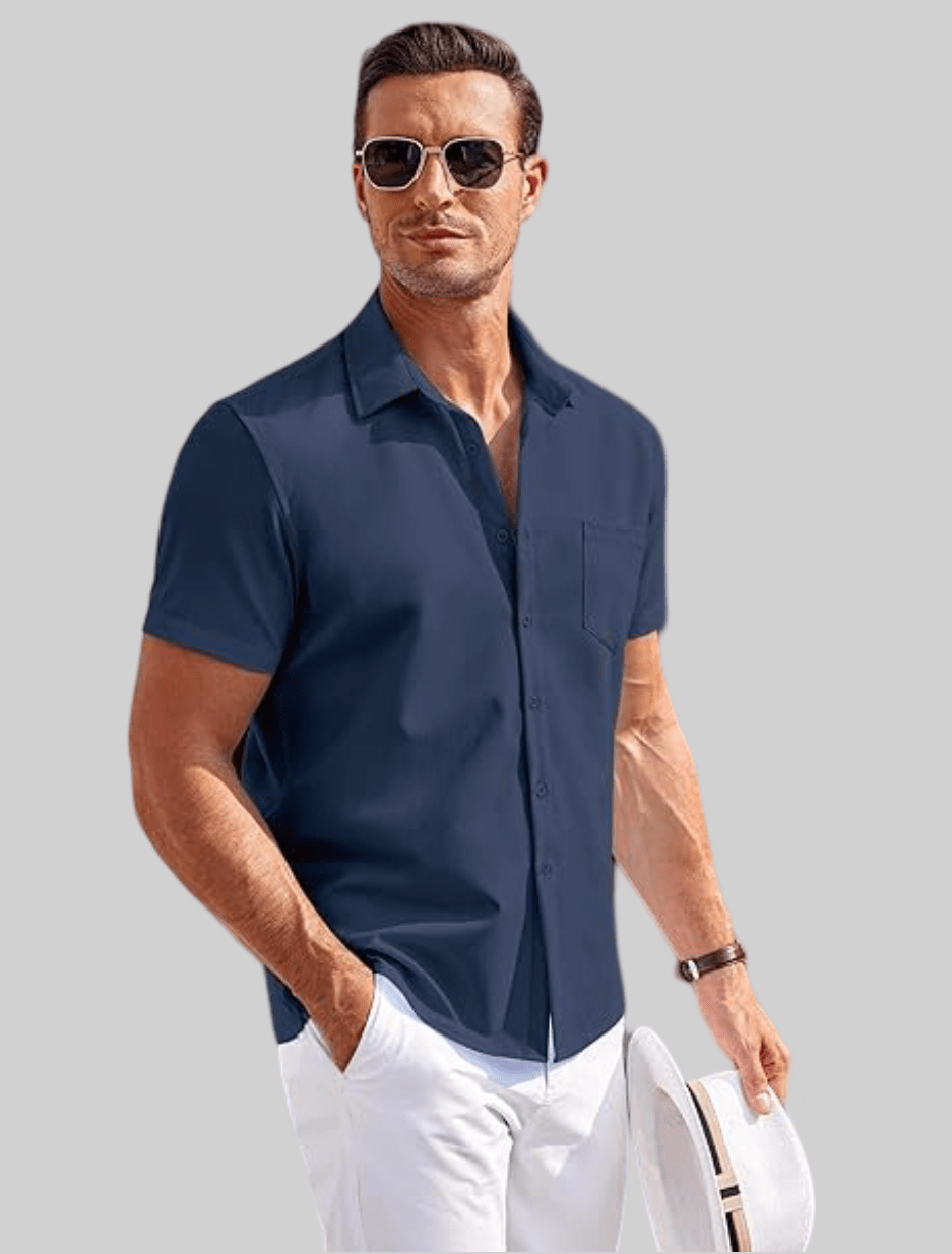 Mens Linen Shirt In Navy - Urban Londonn Ltd