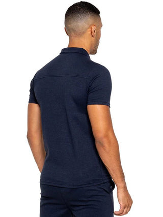 Men's Zip Neck Polo T-Shirt In Navy - Urban Londonn Ltd