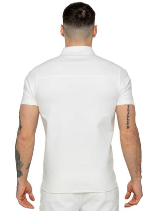 Men's Zip Neck Polo T-Shirt In white - Urban Londonn Ltd