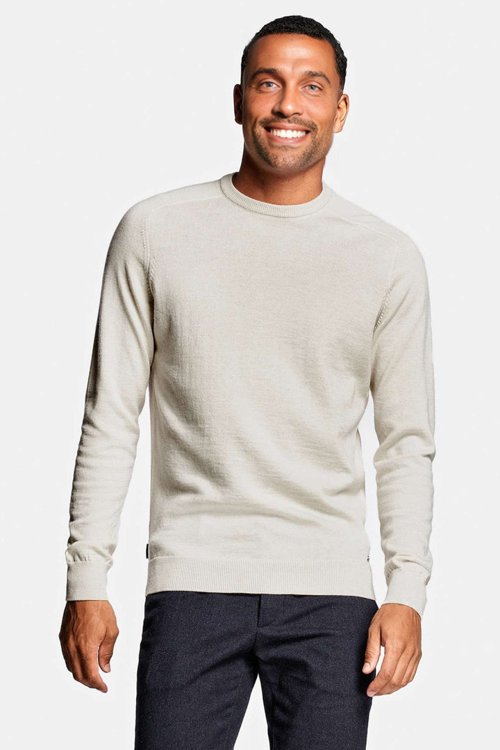 Men's White Merino Crew Neck Sweater