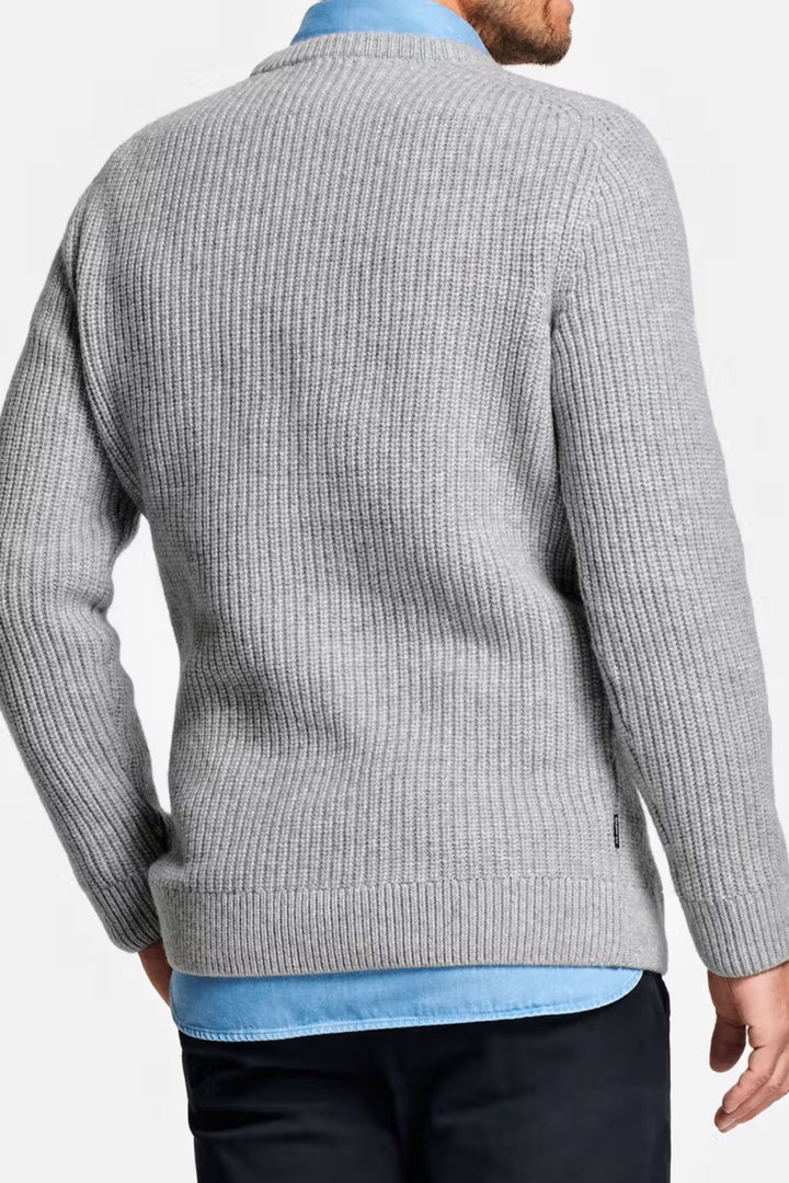 Men's Grey Merino Wool Crew Neck Jumper