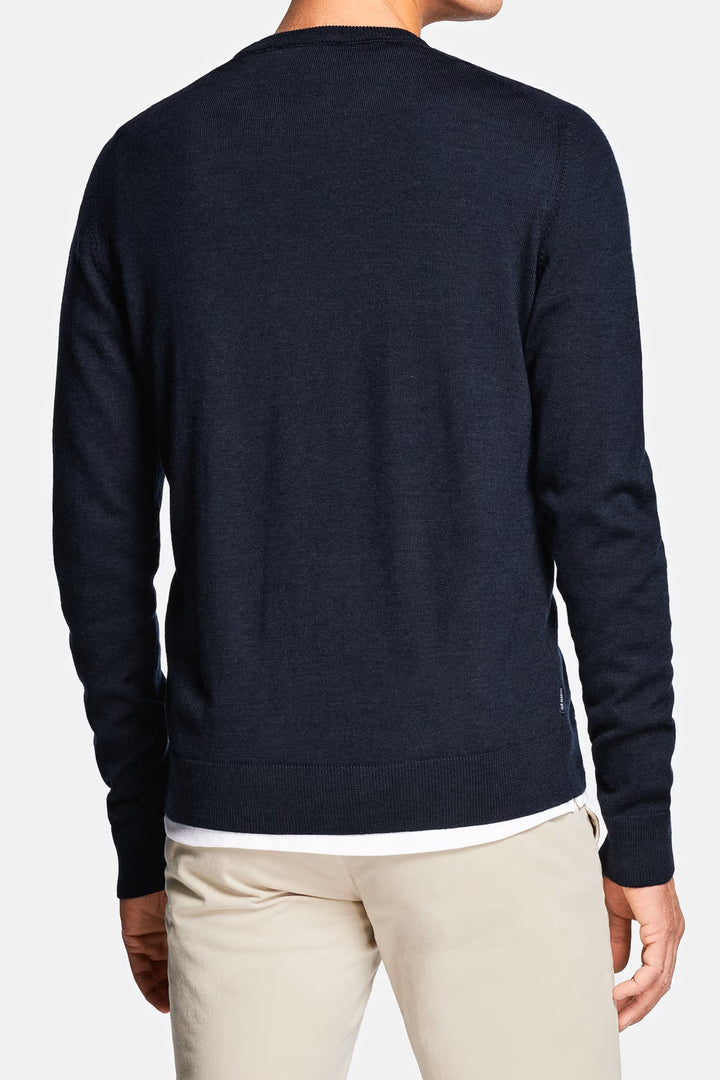 Men's Navy Merino Knit Crew Neck Sweater