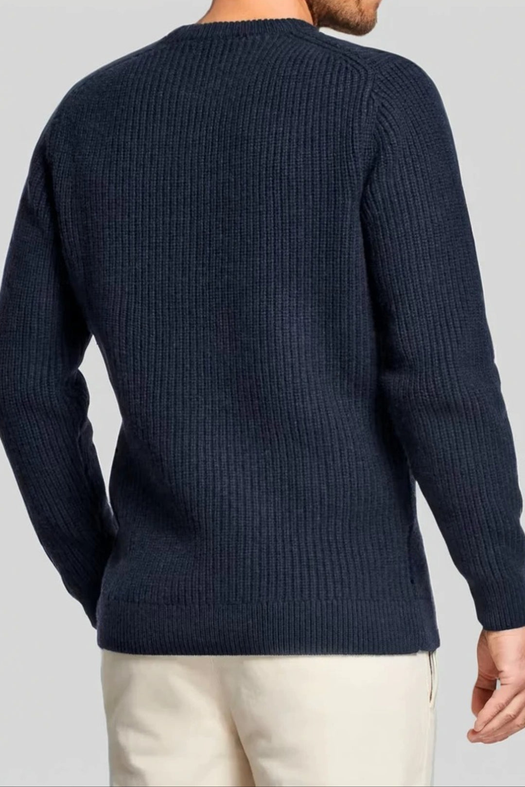 Men's Navy Merino Wool Crew Neck Jumper